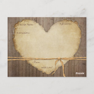 Recipe Cards Rustic Wood Fence Boards Heart Bridal