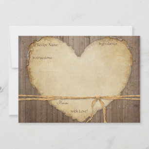 Recipe Cards Rustic Wood Fence Boards Heart Bridal