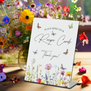 Recipe Cards Wildflower Butterflies Bridal Shower Pedestal Sign