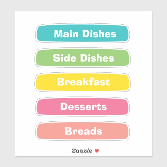 Recipe Category Stickers – Binder Tabs (Sheet)
