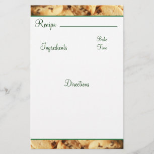 Recipe Chocolate Chip Cookie Card Stationary
