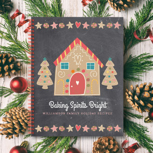 Recipe Cookbook Cute Gingerbread Rustic Chalkboard Notebook