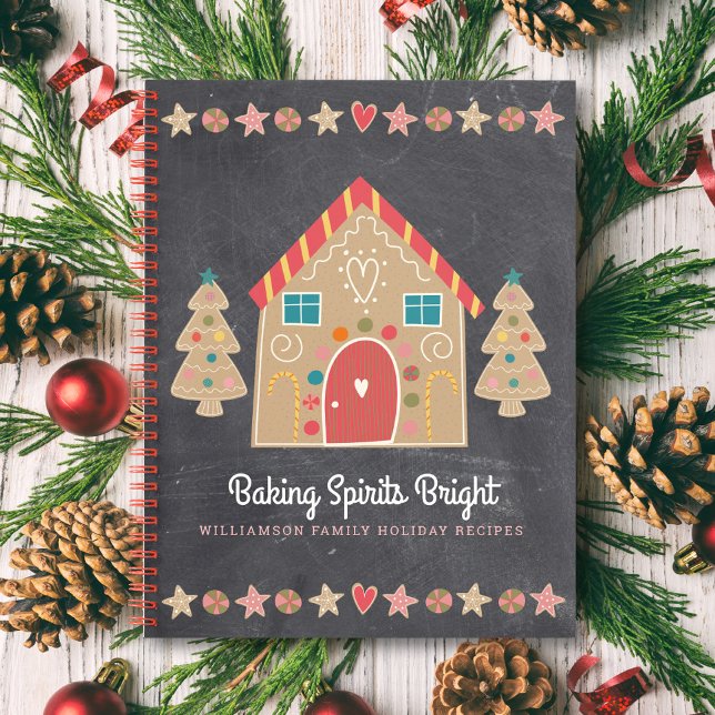 Recipe Cookbook Cute Gingerbread Rustic Chalkboard Notebook (Creator Uploaded)