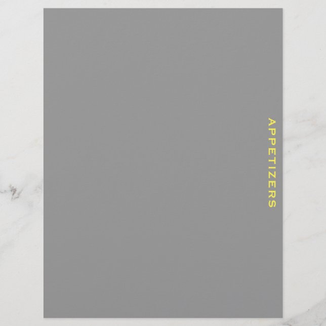 Recipe Divider | Appetizers | Grey & Yellow (Front)