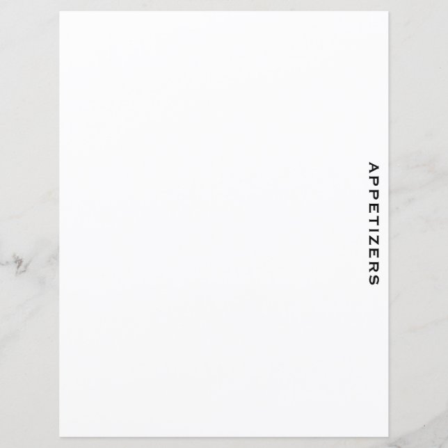 Recipe Divider | Appetizers | Simple White (Front)