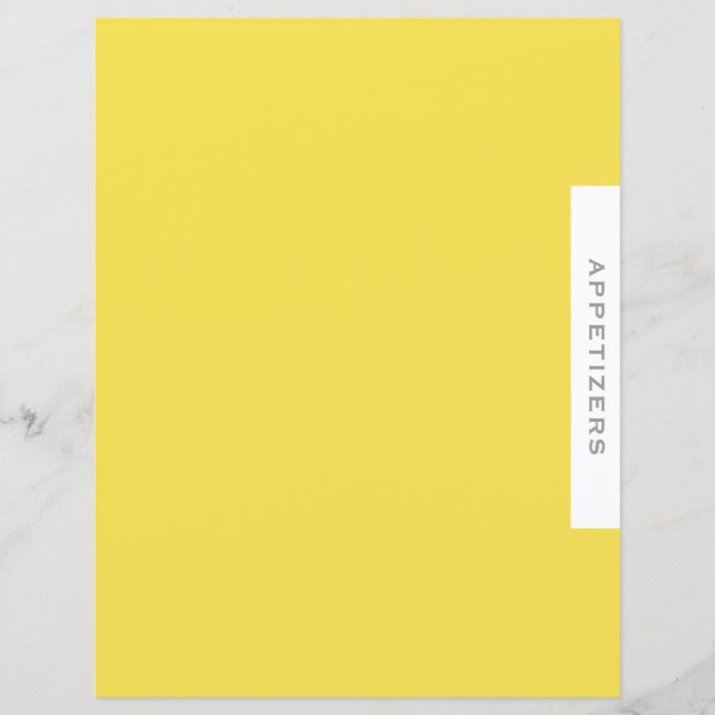Recipe Divider | Appetizers | Simple Yellow (Front)