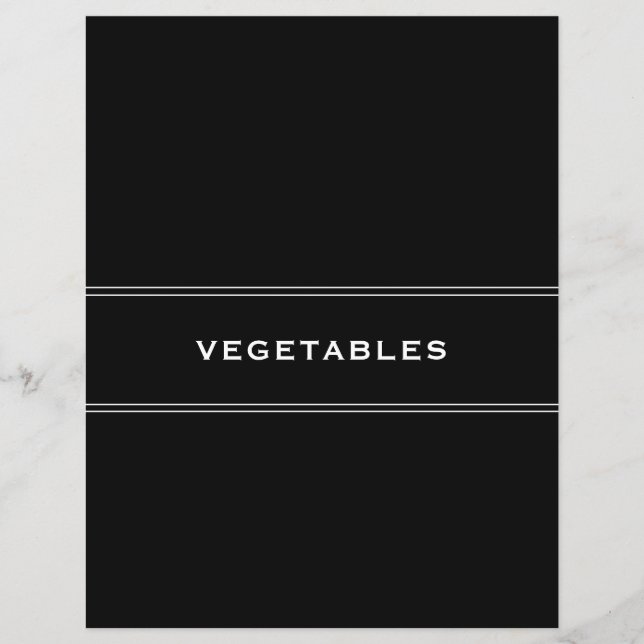 Recipe Divider | Black & White | Vegetables (Front)