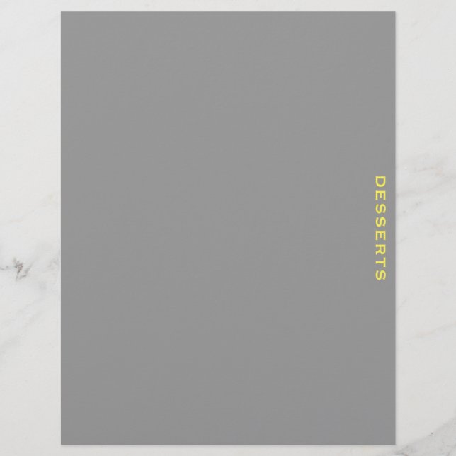 Recipe Divider | Desserts | Grey & Yellow (Front)