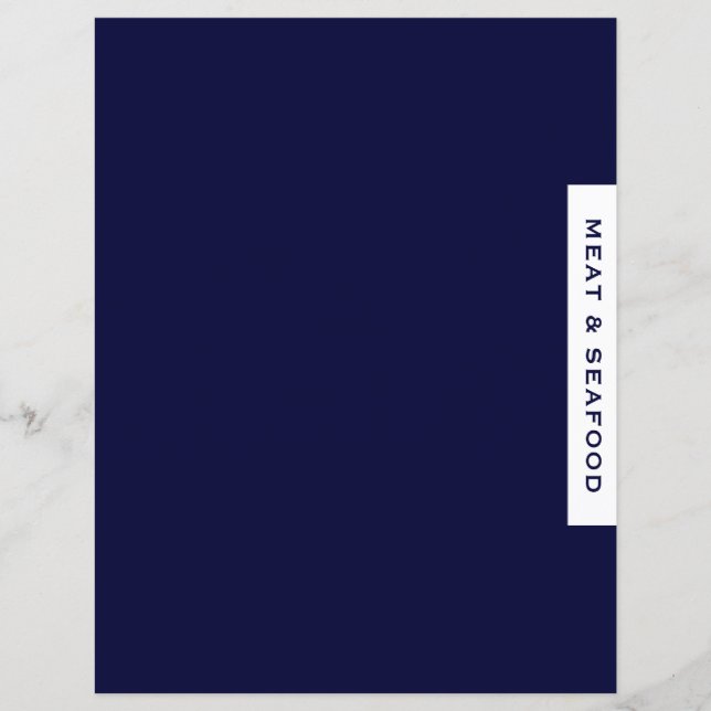 Recipe Divider | Meat & Seafood | Navy & White (Front)