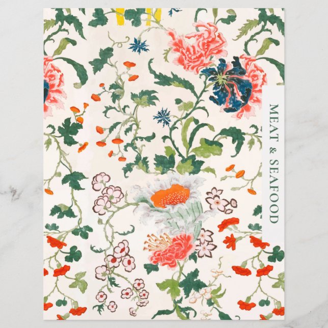 Recipe Divider | Meat & Seafood | Stylish Floral (Front)