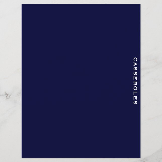 Recipe Divider | Navy Blue & White | Casseroles (Front)