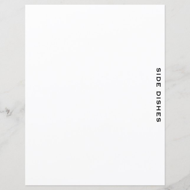 Recipe Divider | Side Dishes | Simple White (Front)