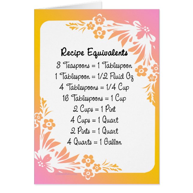 Recipe Equivalents Pastel Floral (Front)