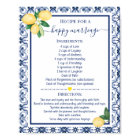 Recipe for a Happy Marriage Lemons Shower Gift