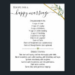 Recipe for a happy marriage shower greenery gift poster<br><div class="desc">Click on "Edit design" to personalise or modify the layout (change wording,  font colour,  font style).
** Please see the full collection for matching invitation,  bridal shower games,  tags and sign available**</div>