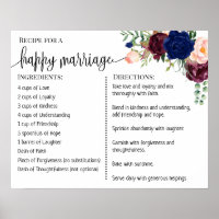 Recipe for a happy marriage sign newlyweds gift