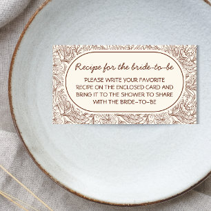 Recipe For Bride Floral Brown Handwritten Enclosure Card