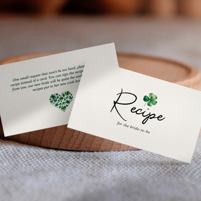  Recipe For Bride Green Shamrock Bridal Shower Enclosure Card (Creator Uploaded)