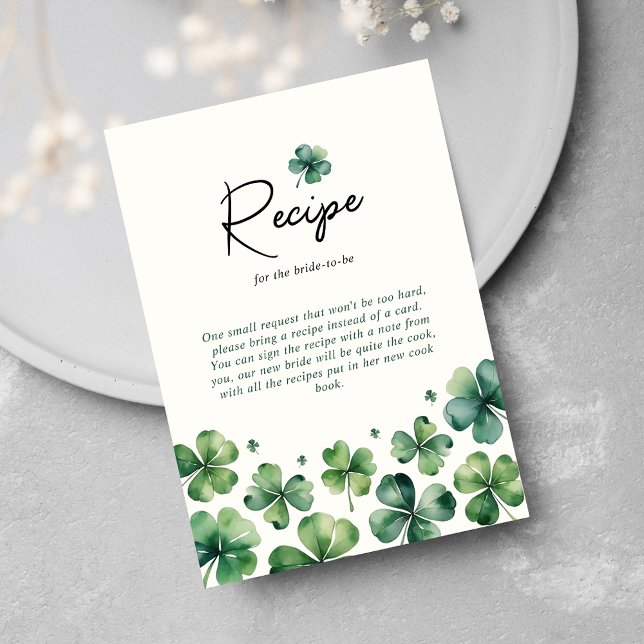 Recipe For Bride St. Patrick's Day Bridal Shower Enclosure Card (Creator Uploaded)