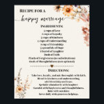 Recipe for Happy Marriage Autumn Wildflowers Poster<br><div class="desc">Click on "Edit design" to personalise or modify the layout (change wording,  font colour,  font style).
** Please see the full collection for matching invitation,  bridal shower games,  tags and sign available**</div>