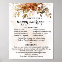 Recipe for Happy Marriage Fall Wedding Gift