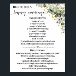 Recipe for Happy Marriage Greenery Gold Gift Poster<br><div class="desc">Click on "Edit design" to personalise or modify the layout (change wording,  font colour,  font style).
** Please see the full collection for matching invitation,  bridal shower games,  tags and sign available**</div>