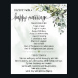 Recipe for happy marriage shower eucalyptus gift poster<br><div class="desc">Click on "Edit design" to personalize or modify the layout (change wording,  font color,  font style).
** Please see the full collection for matching invitation,  bridal shower games,  tags and sign available**</div>