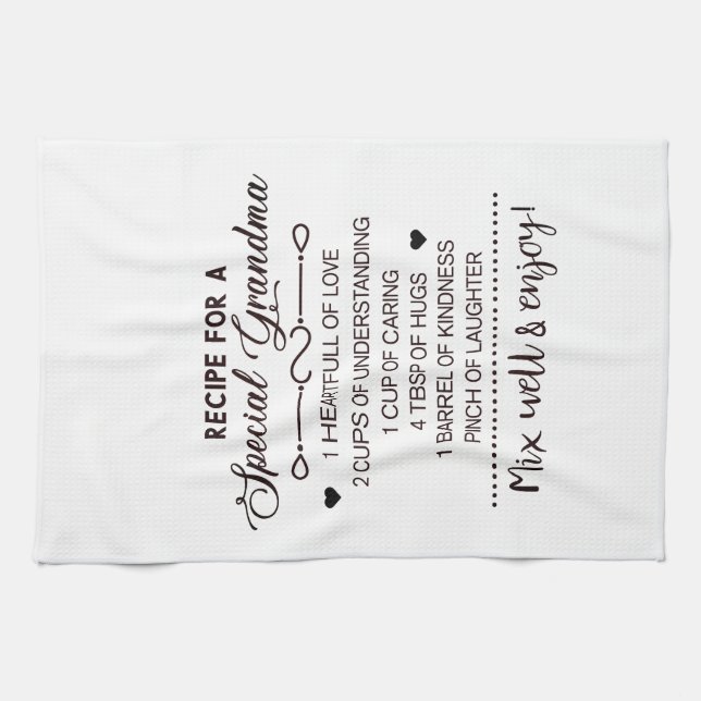 Recipe for Special Grandma Mother's day Gift Tea Towel (Horizontal)