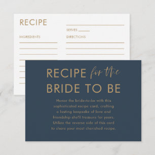 Recipe for the Bride Blue & Gold Bridal Shower Enclosure Card