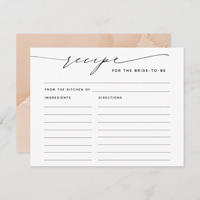 Recipe for the Bride Elegant Script Enclosure Card (Front/Back)