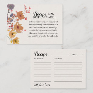 Recipe for the Bride Fall Floral Enclosure Card