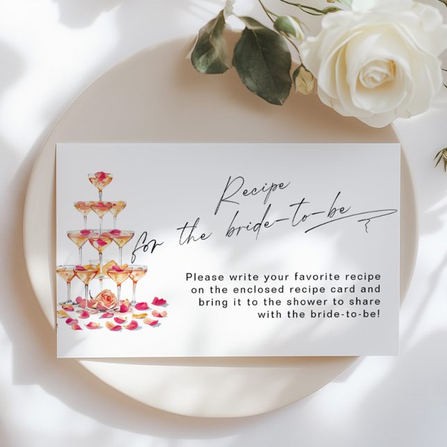 Recipe for the bride Patels  and Prosecco bridal Enclosure Card (Creator Uploaded)