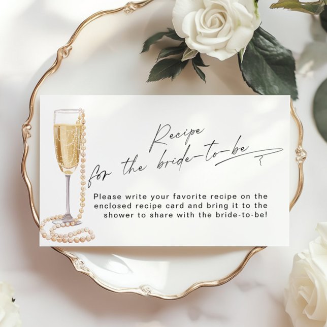 Recipe for the bride Pearls and Prosecco bridal Enclosure Card (Creator Uploaded)