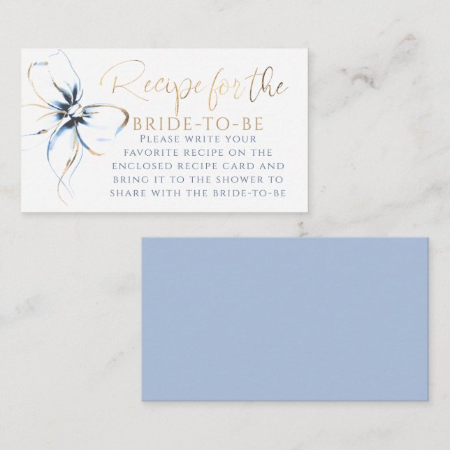 Recipe for the bride-to-be Blue Bow Request  Enclosure Card (Front/Back)