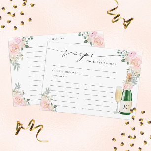 Recipe for The Bride To Be Champagne Floral Enclosure Card