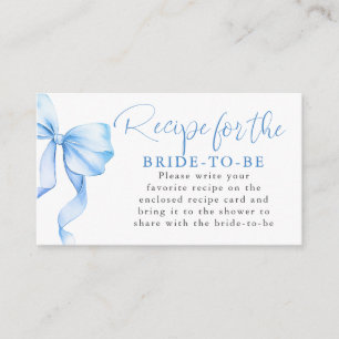 Recipe for the bride-to-be Dusty Blue Bow Request  Enclosure Card