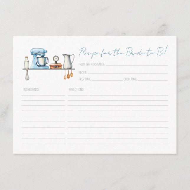 Recipe for the Bride to Be Kitchen Bridal Shower Enclosure Card (Front)