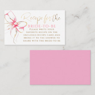 Recipe for the bride-to-be Pink Bow Request  Enclosure Card
