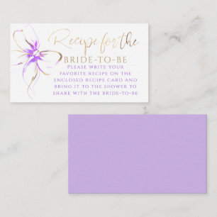 Recipe for the bride-to-be Purple Bow Request  Enclosure Card