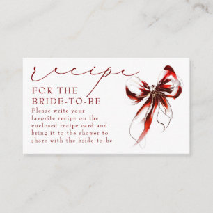 Recipe for the bride-to-be Red Bow Request  Enclosure Card