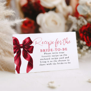 Recipe for the bride-to-be Red Bow Request  Enclosure Card