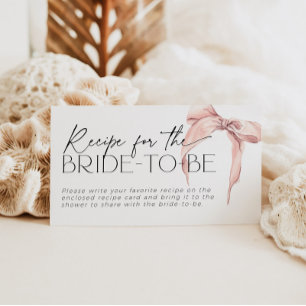 Recipe for the bride-to-be request with pink bow enclosure card