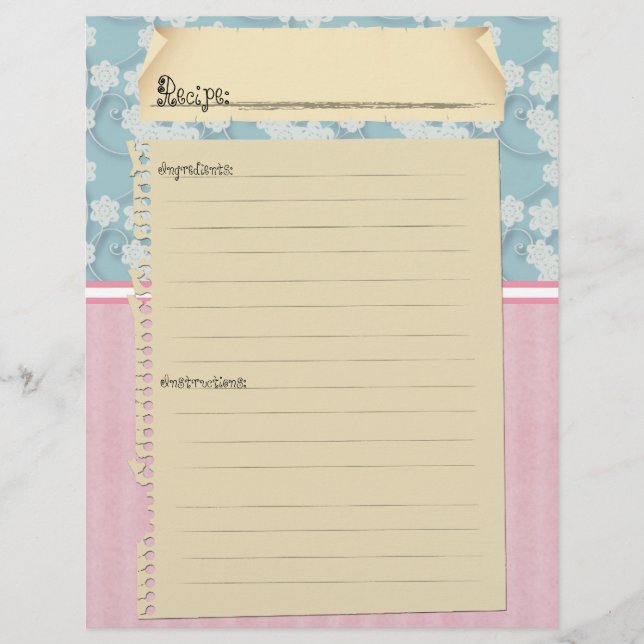 Recipe Inserts (front and back prints) (Front)