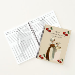 Recipe Journal with Vintage Image of Girl Baking