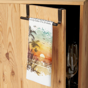 Recipe Keepsake Beach Theme Sunset Gift Tea Towel