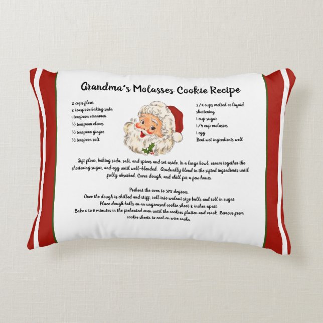 Recipe Keepsake Christmas Classic Santa Claus Decorative Cushion (Back)