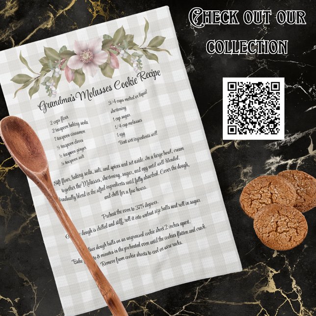 Recipe Keepsake Christmas Cookies Farmhouse Floral Tea Towel (Creator Uploaded)