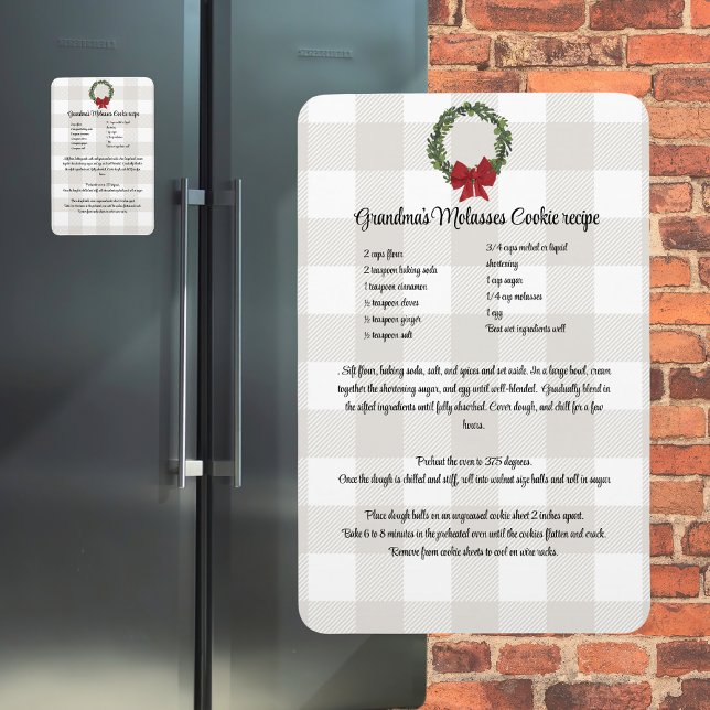 Recipe Keepsake Christmas Cookies red green plaid  Magnet (Creator Uploaded)