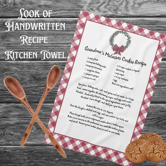 Recipe Keepsake Christmas Cookies Red Plaid Green  Tea Towel (Creator Uploaded)