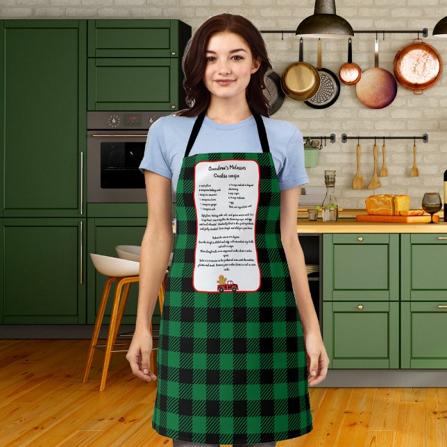 Recipe keepsake Christmas Truck Green Black Plaid  Apron (Creator Uploaded)
